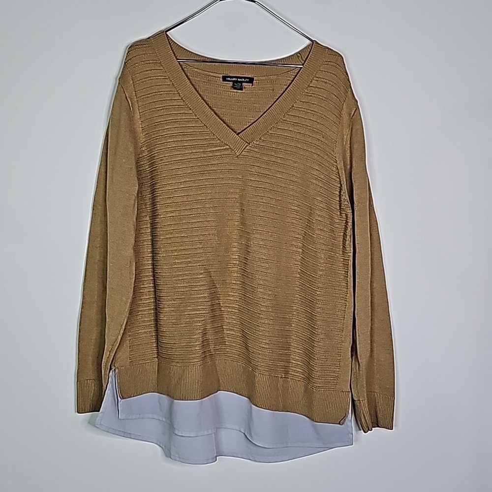 Hilary Radley tan XL Ling sleeve sweater